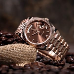 Rolex Day-Date 40 Rose Gold Chocolate Roman Dial