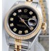 Rolex Date Just Gold Silver Black Dial Diamond 5678 Women
