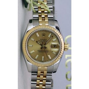 Rolex Date Just Gold Silver Golden Dial 2345 Women